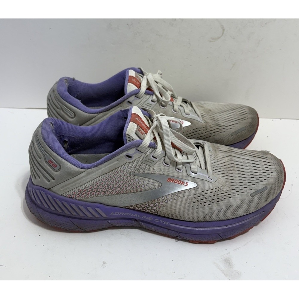 Brooks Adrenaline GTS 22 Womens Shoes Size 10  Purple Gray Running Gym Sneakers